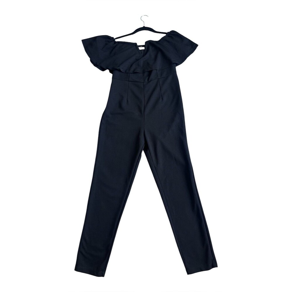 SHEIN Black Off-Shoulder Ruffle Jumpsuit Size S